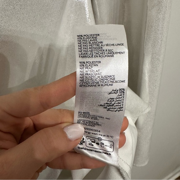 Anthropologie Long Sleeve V Neck Tie Front Metallic Mini Dress - Picture 13 of 13